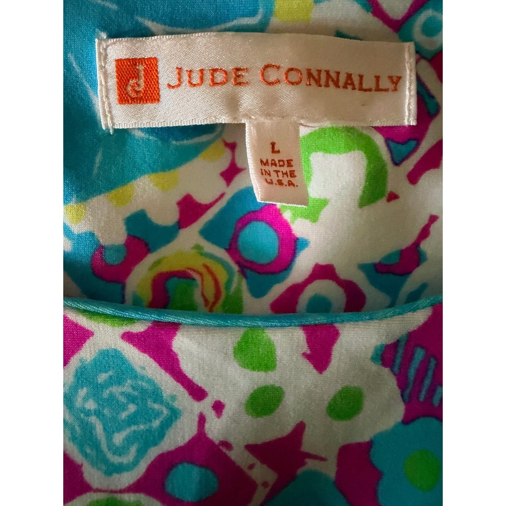 Jude Connally Womens Sleeveless Shift Dress Blue Pink Mosaic Print Size L USA - Picture 6 of 7